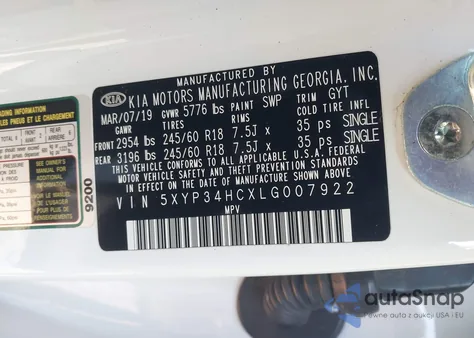 2020 Kia Telluride Ex from USA, damaged, VIN 5XYP34HCXLG007922